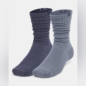 UA 2025 Sportstyle Cotton Scrunch Unisex 2-Pack Distressed Purple Crew Socks XL